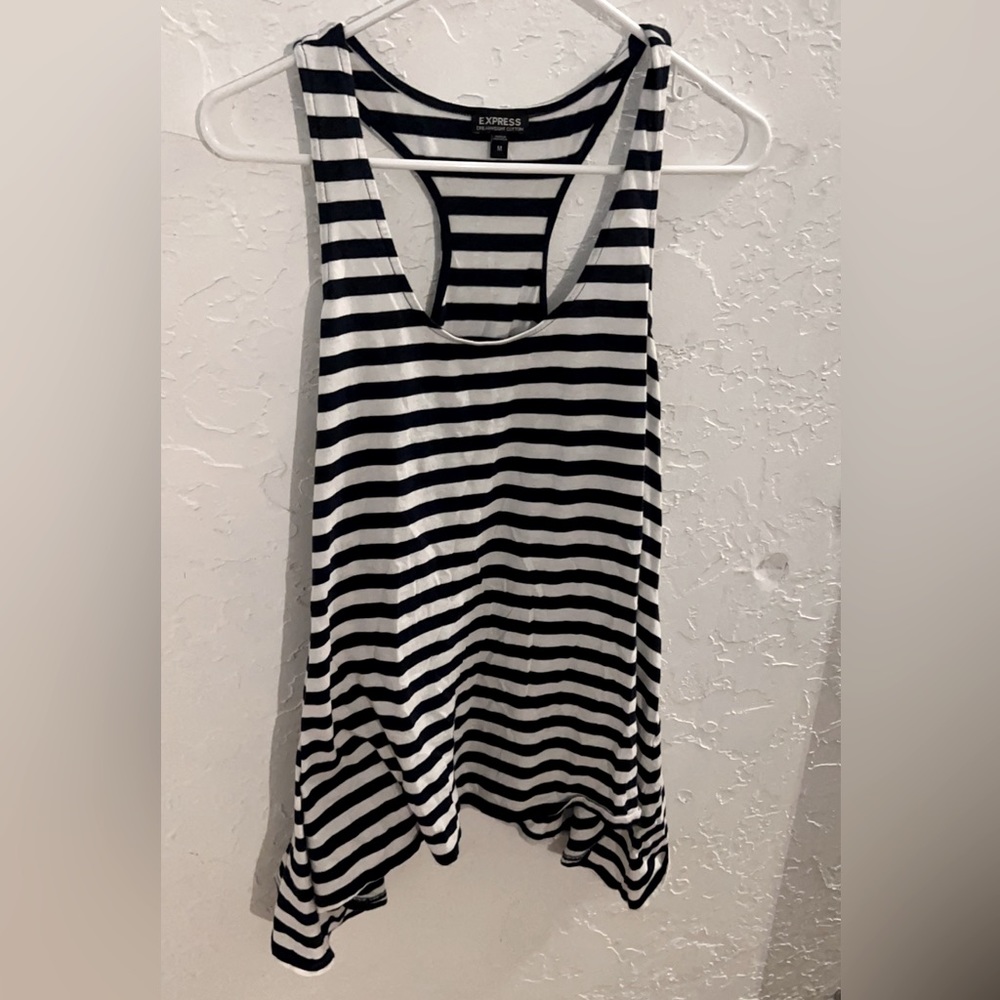Express Navy and White Striped Tank Top